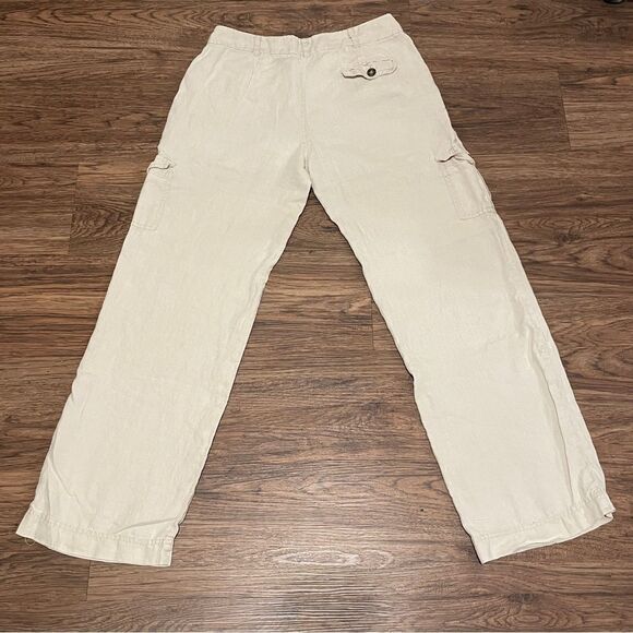 Cynthia Rowley Linen Cargo Pants Beige Khaki Size 8 - Picture 11 of 12